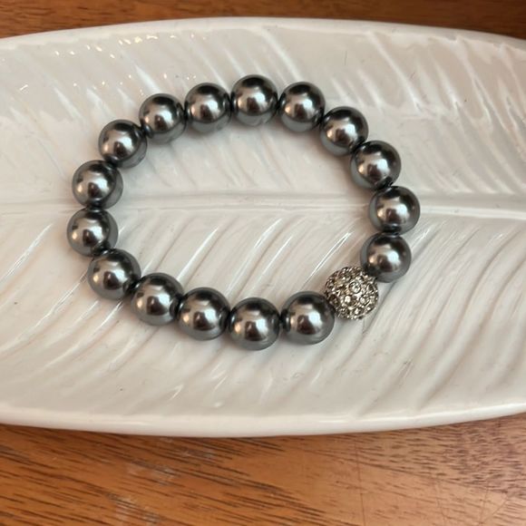 Stella & Dot Soiree Pearl Pave Bracelets set of 2 - Bronze, Silver - Picture 2 of 9